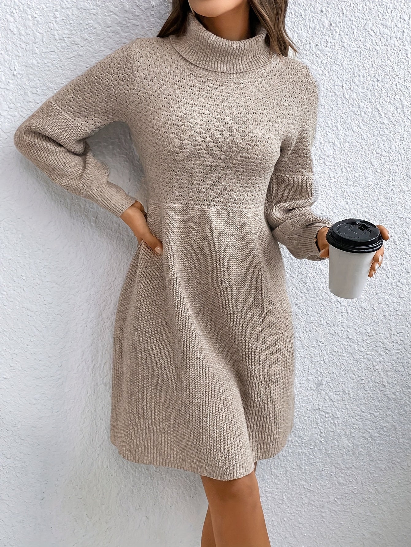 Elara | High-Neck Knit Sweater Dress