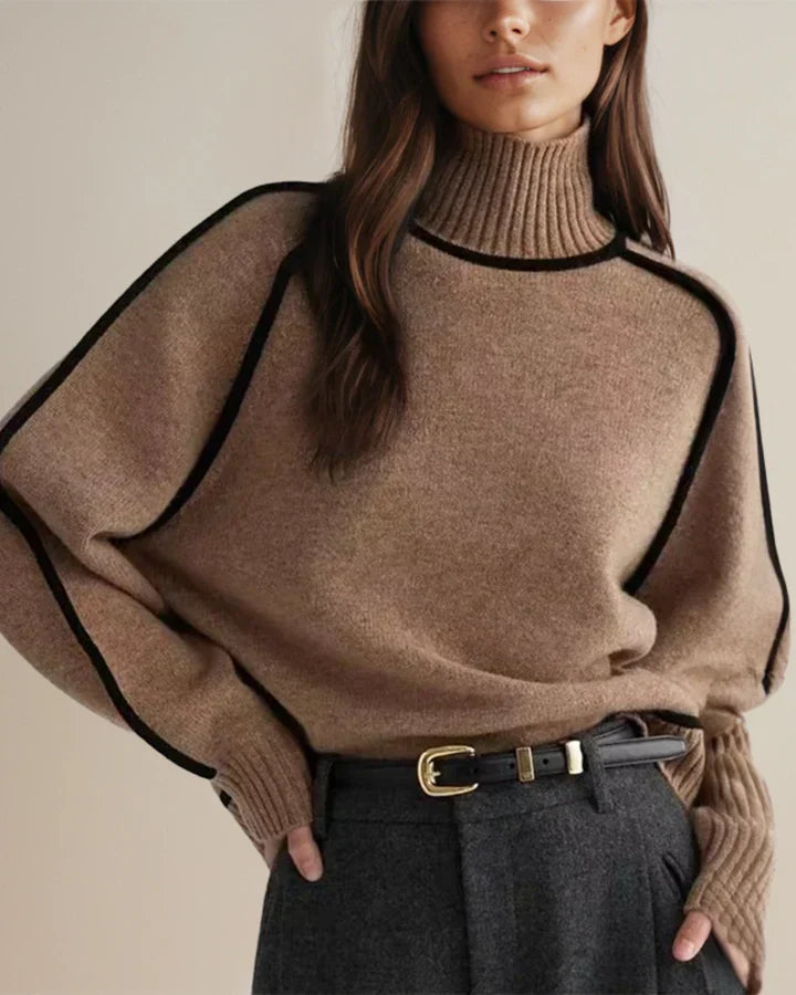 Empress | Relaxed Fit Turtleneck Striped Sweater