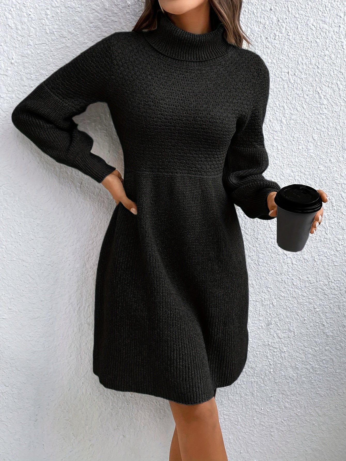 Elara | High-Neck Knit Sweater Dress