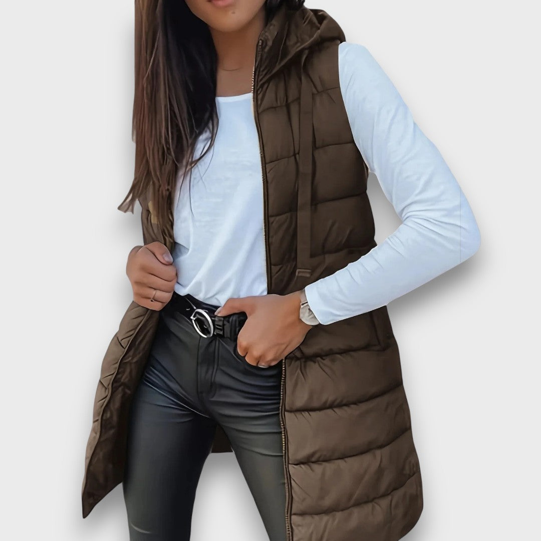 Kaira | Casual sleeveless hooded puffer vest