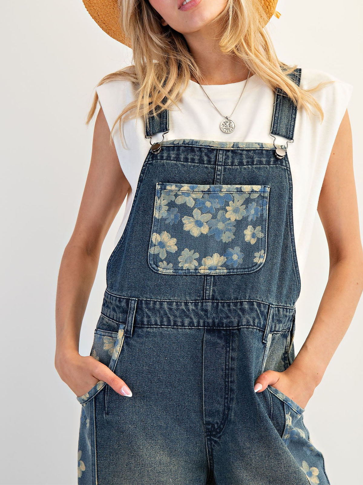 Yalita | Denim overalls with floral pattern