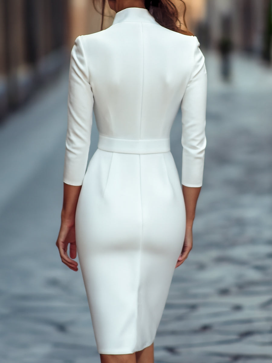 Camille | Black Belted Sheath Dress