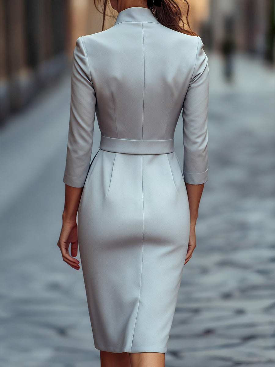 Camille | Black Belted Sheath Dress