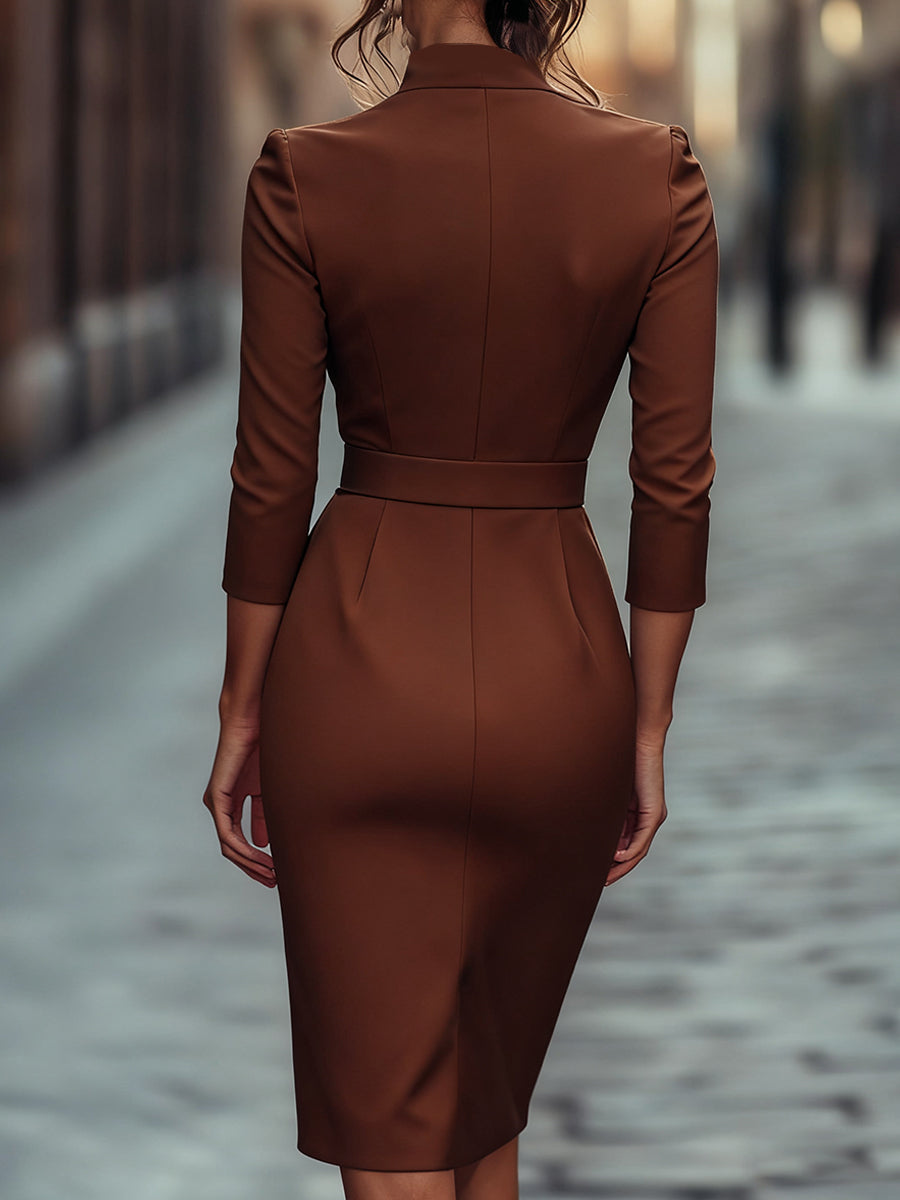 Camille | Black Belted Sheath Dress