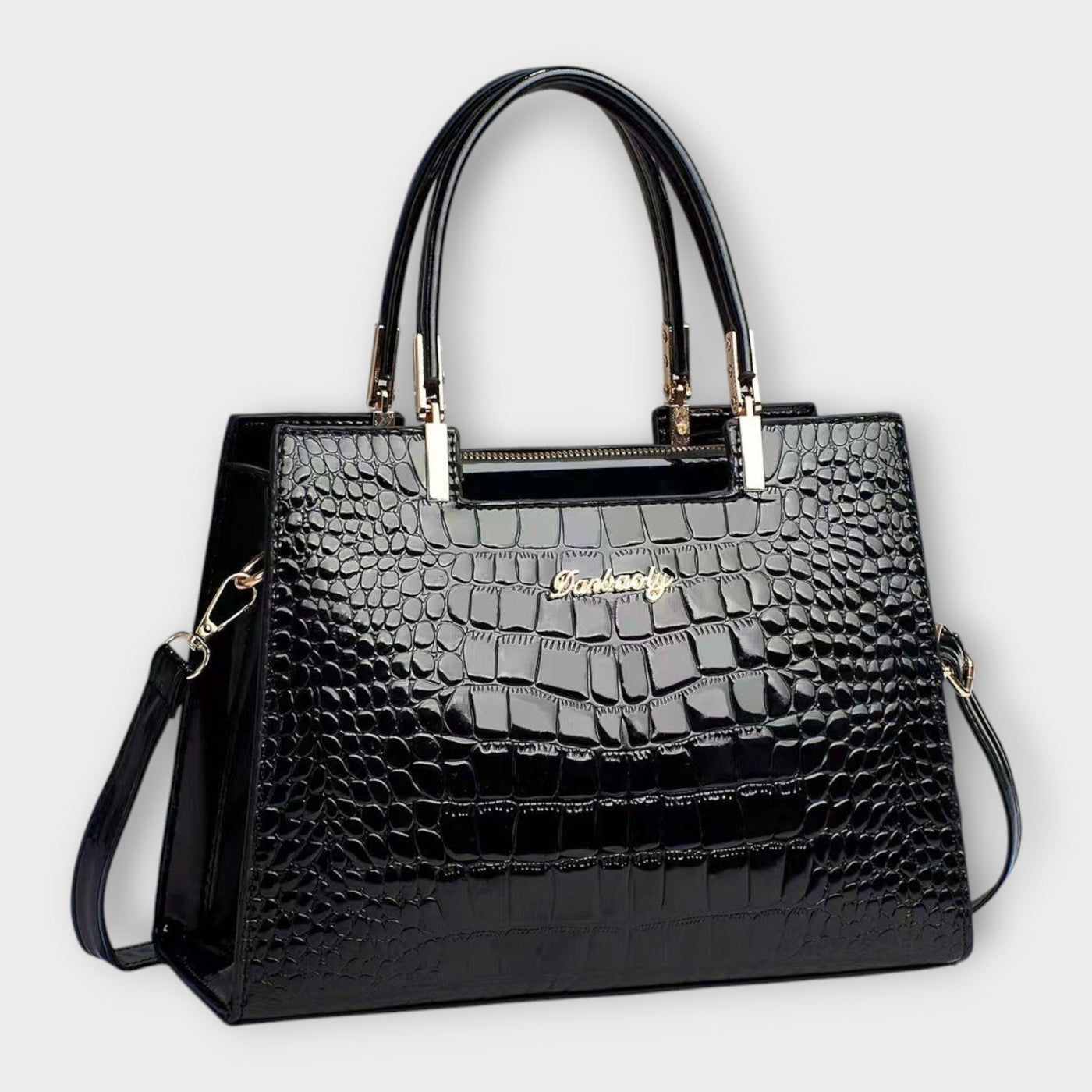 Bushra | Glossy Crocodile Pattern Handbag