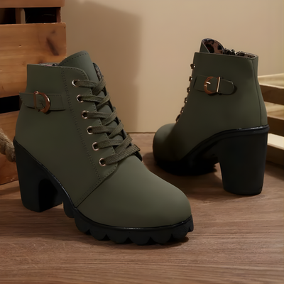 Joanne | Lace-Up Buckle Ankle Boots