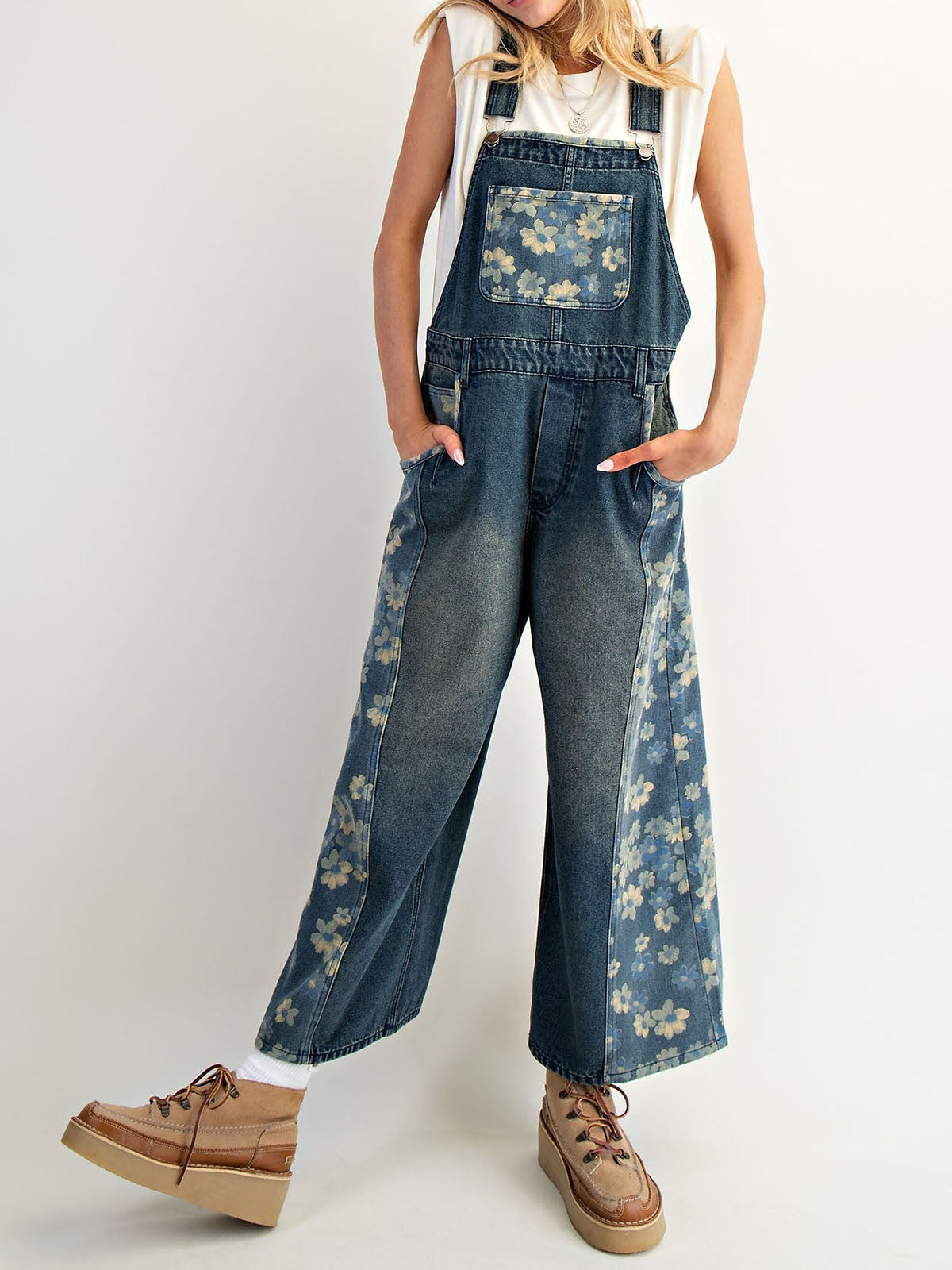 Yalita | Denim overalls with floral pattern