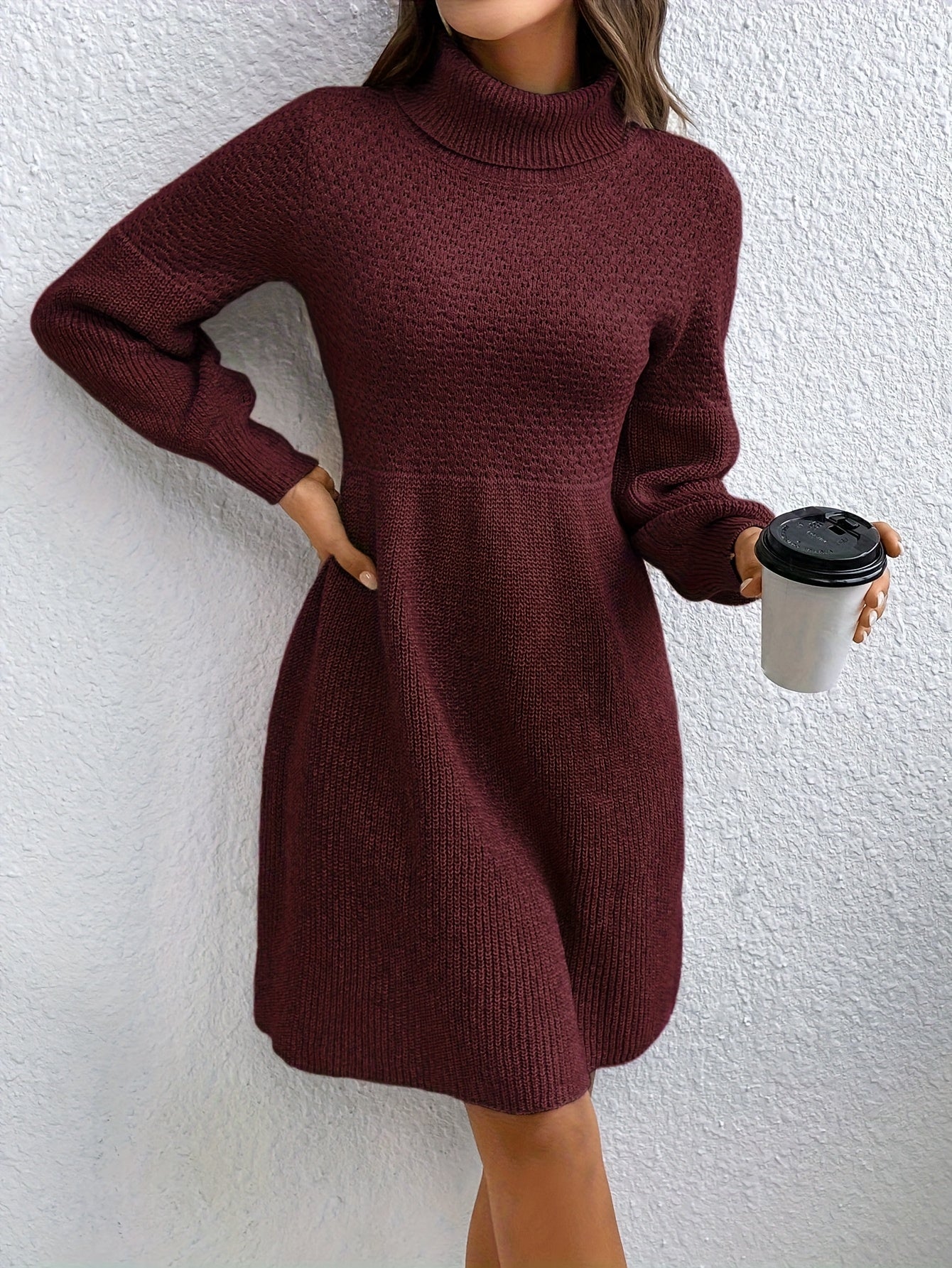 Elara | High-Neck Knit Sweater Dress