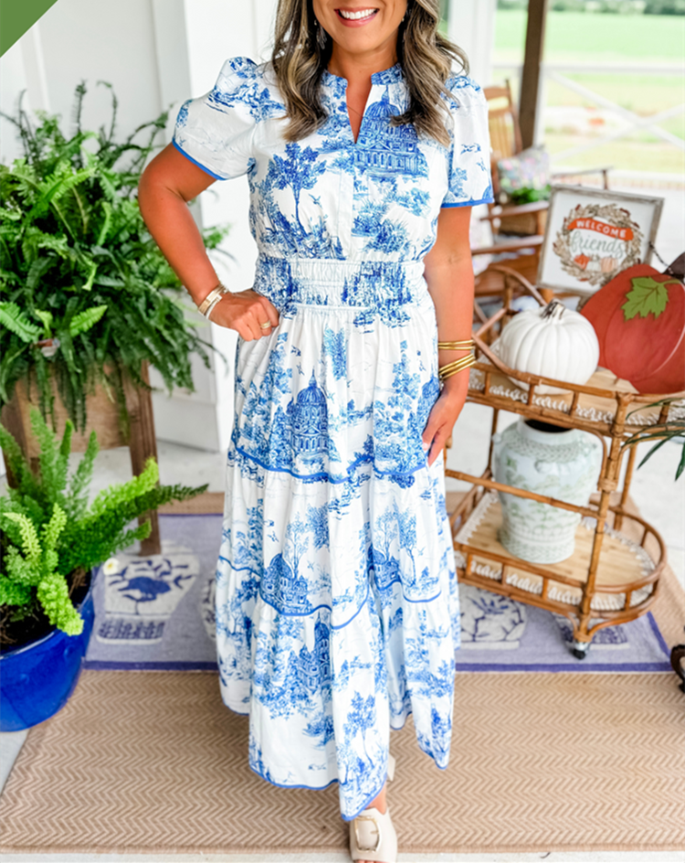 Eliza | Classic Toile Maxi Dress