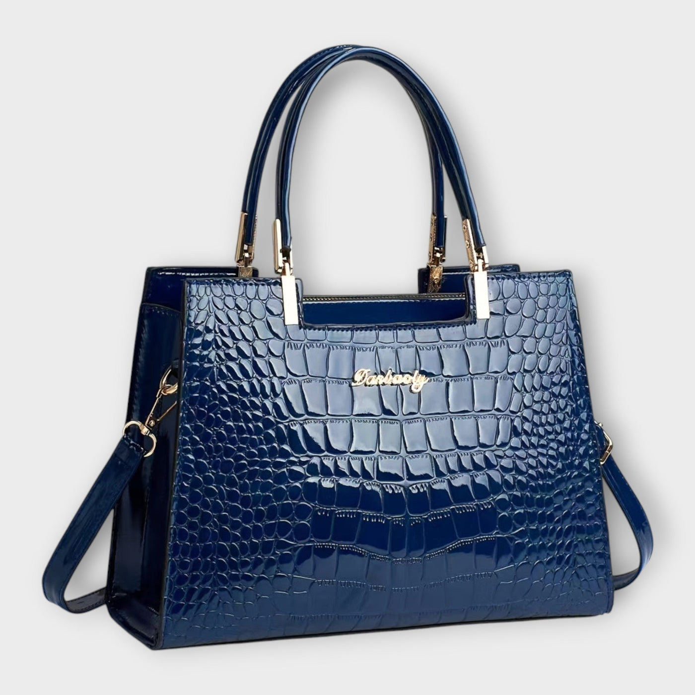 Bushra | Glossy Crocodile Pattern Handbag