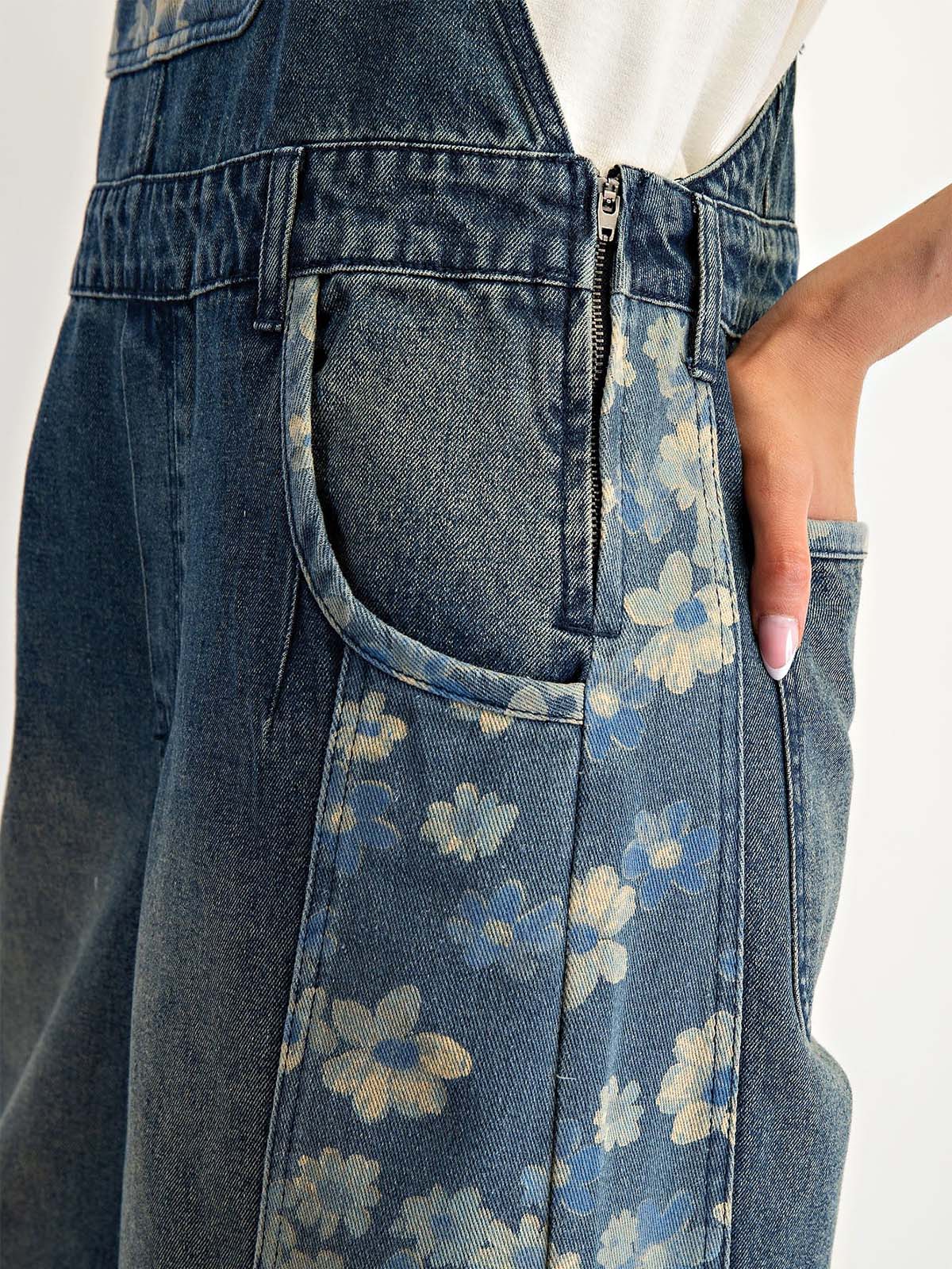 Yalita | Denim overalls with floral pattern