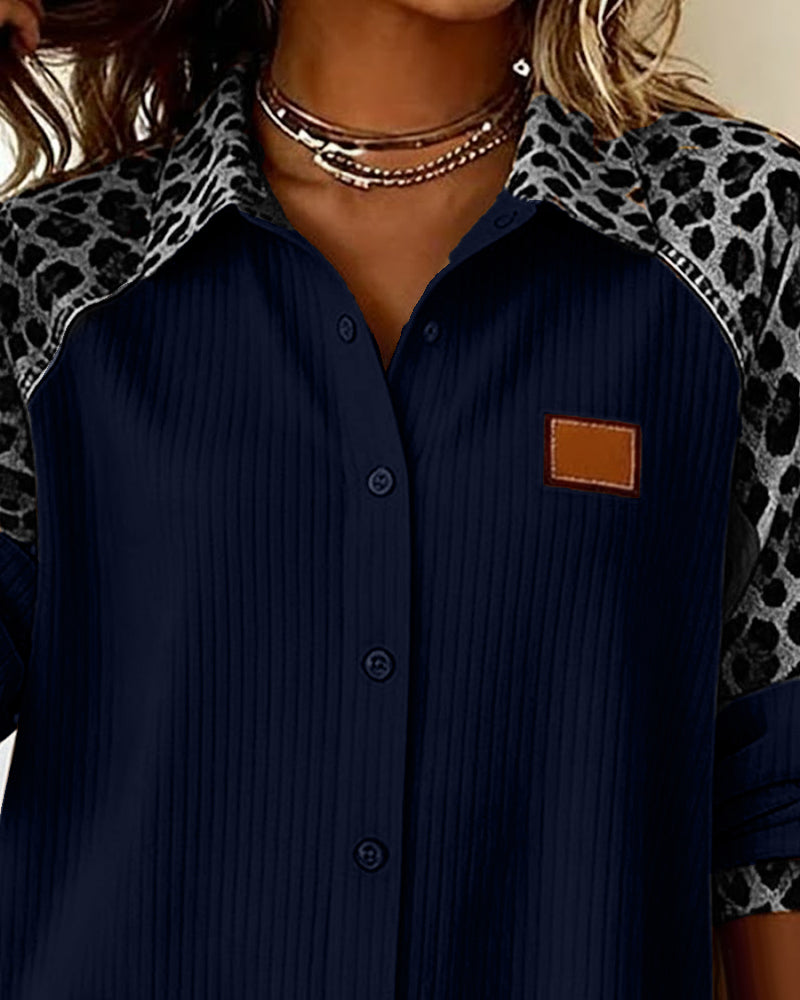 Aria | Leopard Accent Button Shirt