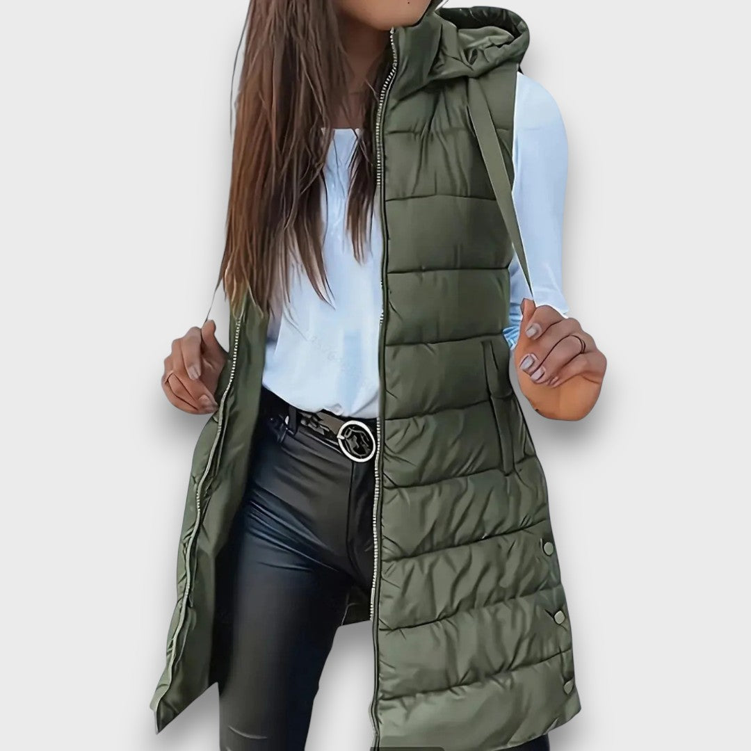 Kaira | Casual sleeveless hooded puffer vest