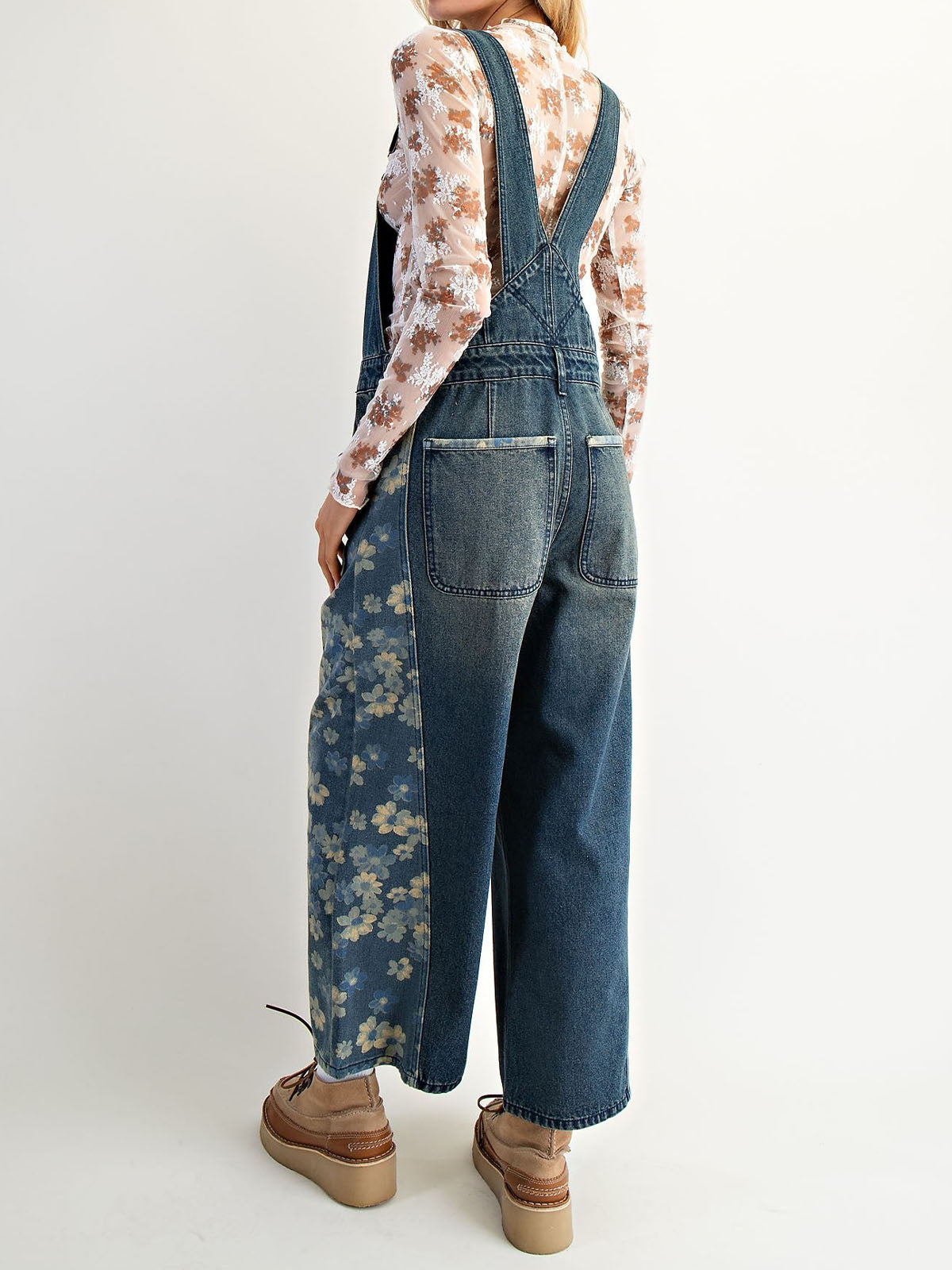 Yalita | Denim overalls with floral pattern