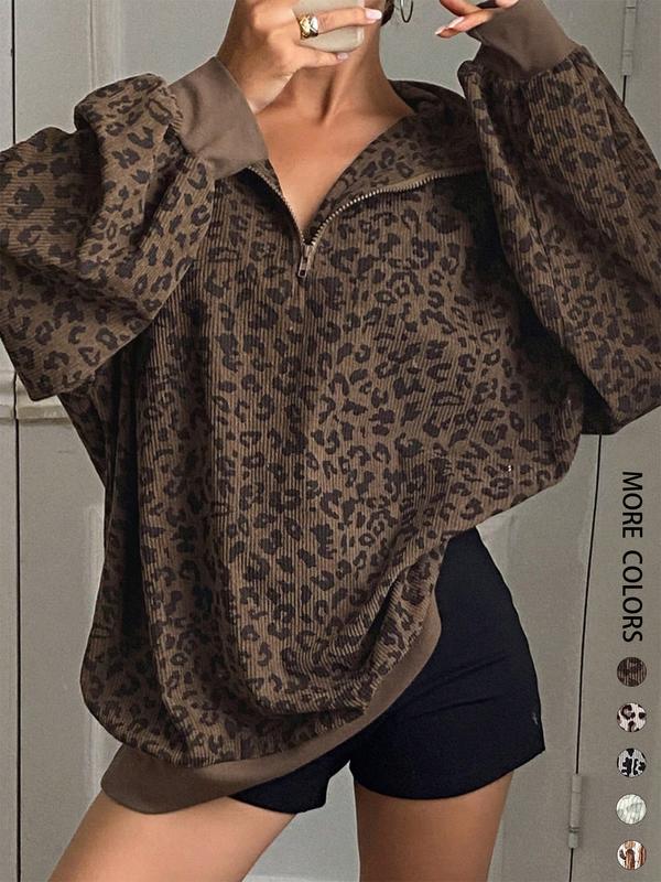SAVANNAH™ | Leopard Zip-Up Sweatshirt