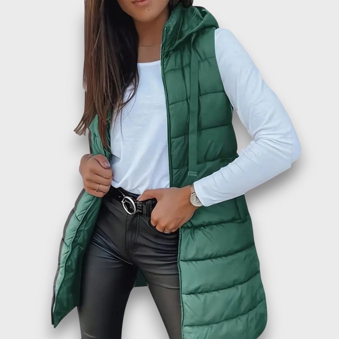 Kaira | Casual sleeveless hooded puffer vest