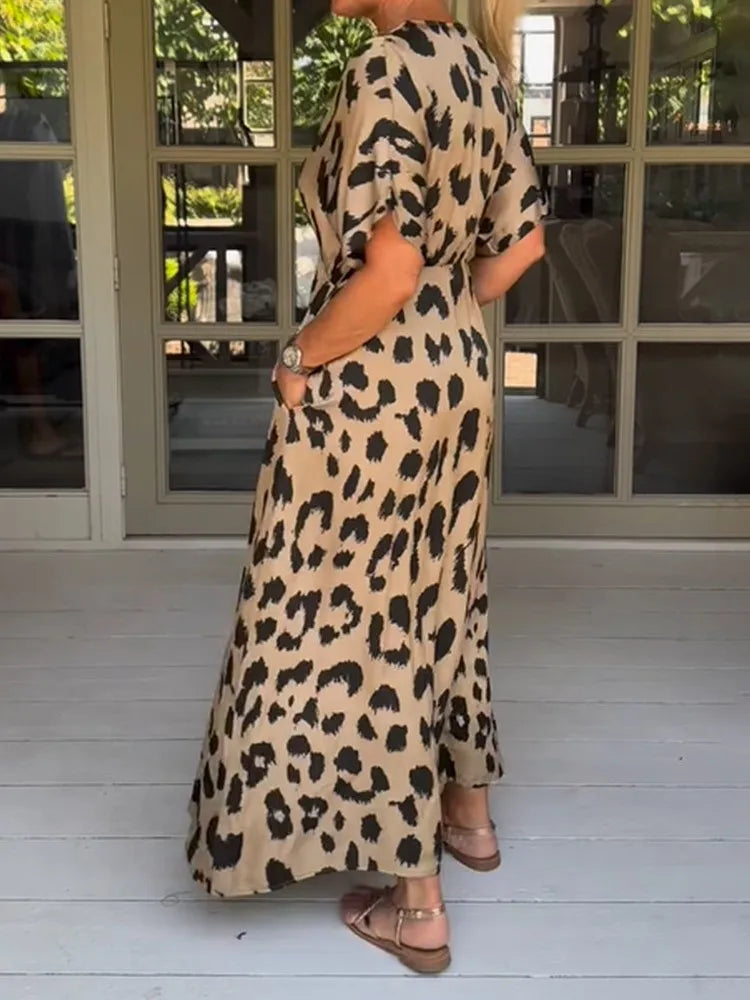 Dorthe | Stunning V-neck Leopard Dress - Avery & Hart Boutique