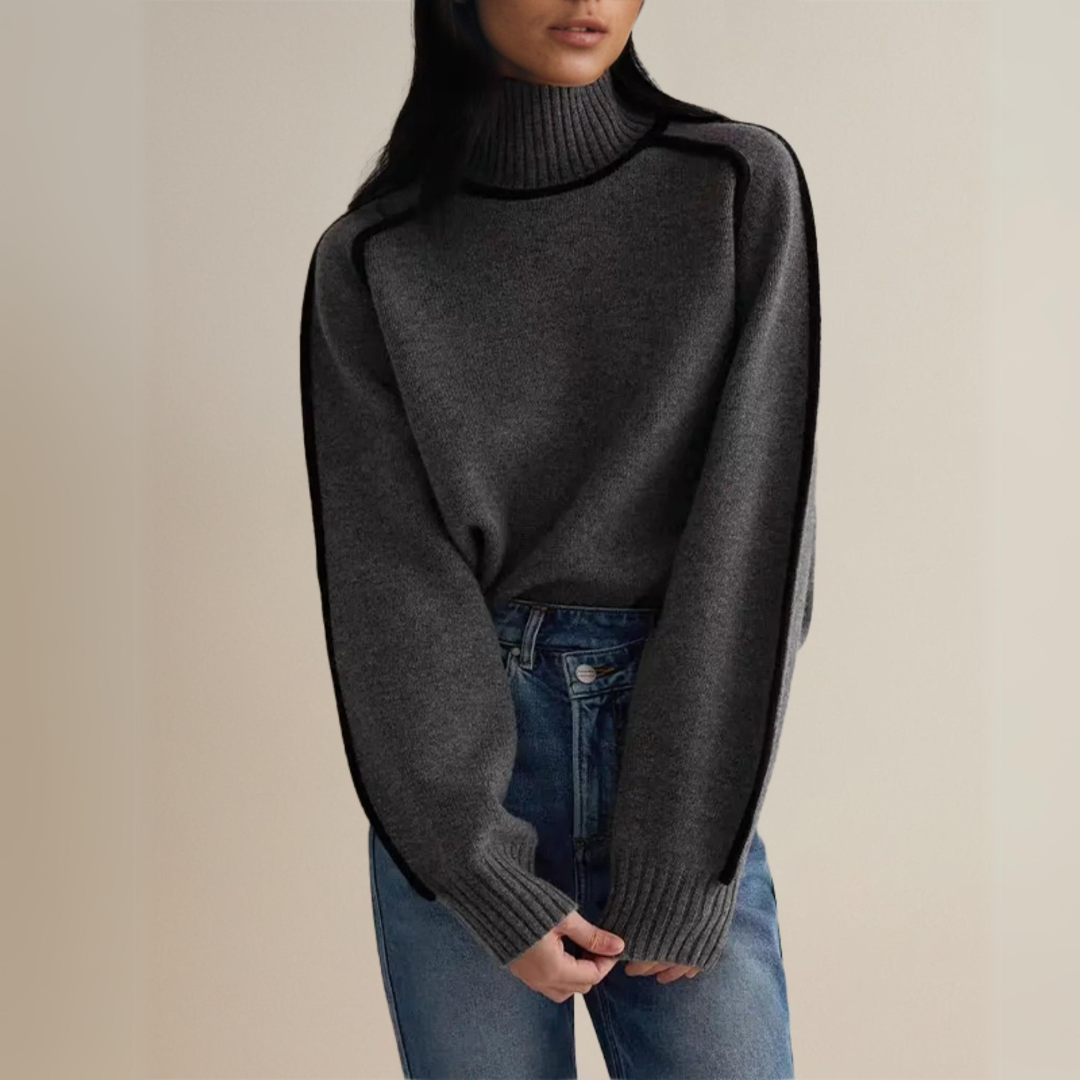 Empress | Relaxed Fit Turtleneck Striped Sweater