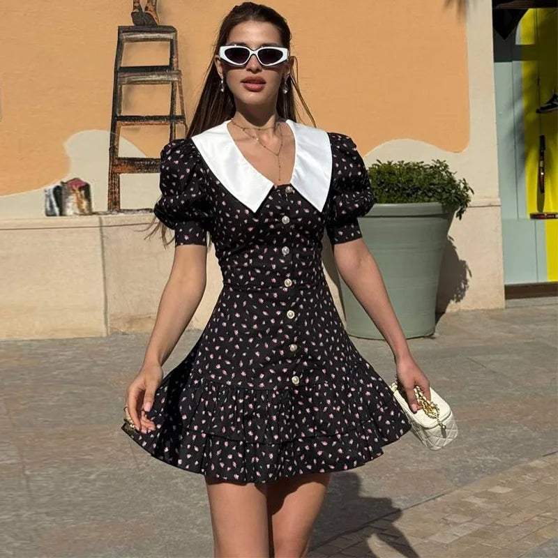 Elodie | Elegant Puff Sleeve Mini Dress - Avery & Hart Boutique