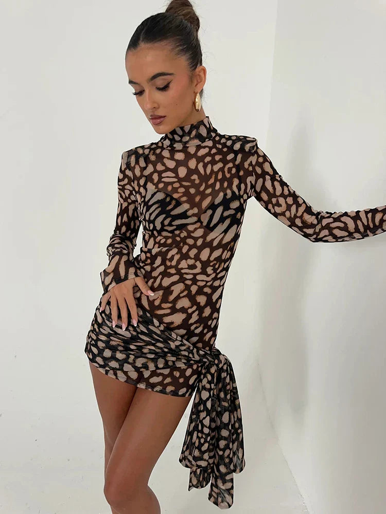 Jessa | Long Sleeve Leopard Dress - Avery & Hart Boutique