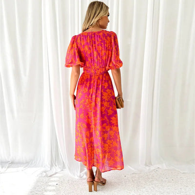 Cathy | Printed Puff Sleeve Dress