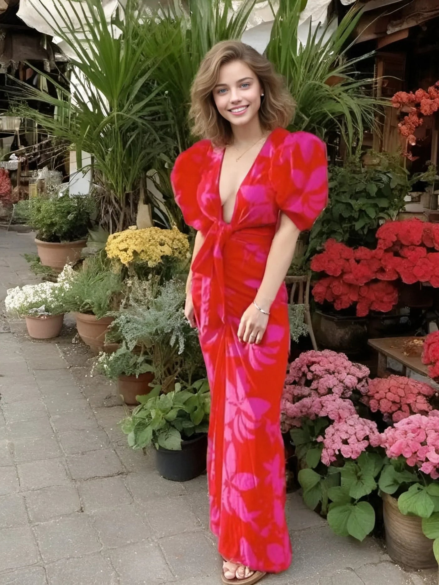 Keisha | Elegant Deep V Maxi Dress - Avery & Hart Boutique