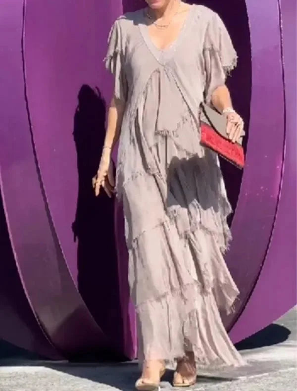 Larisa | Elegant Short Sleeve Maxi Dress - Avery & Hart Boutique