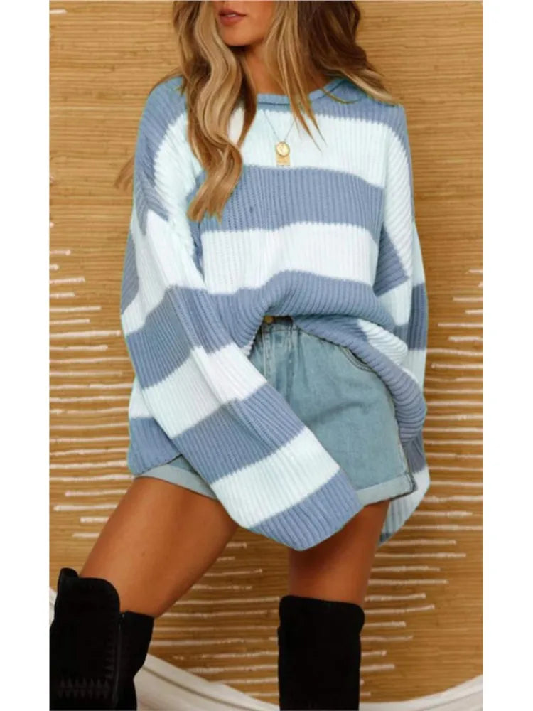 Lily | Trendy Knitted Sweater with Stripes