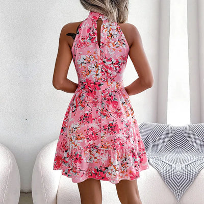 Christy | Playful Floral Halter Dress