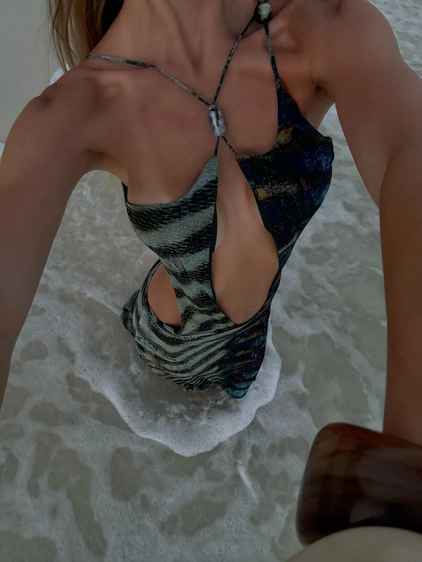 Ashleigh | Tie-Up Halter Mesh Maxi Dress - Avery & Hart Boutique