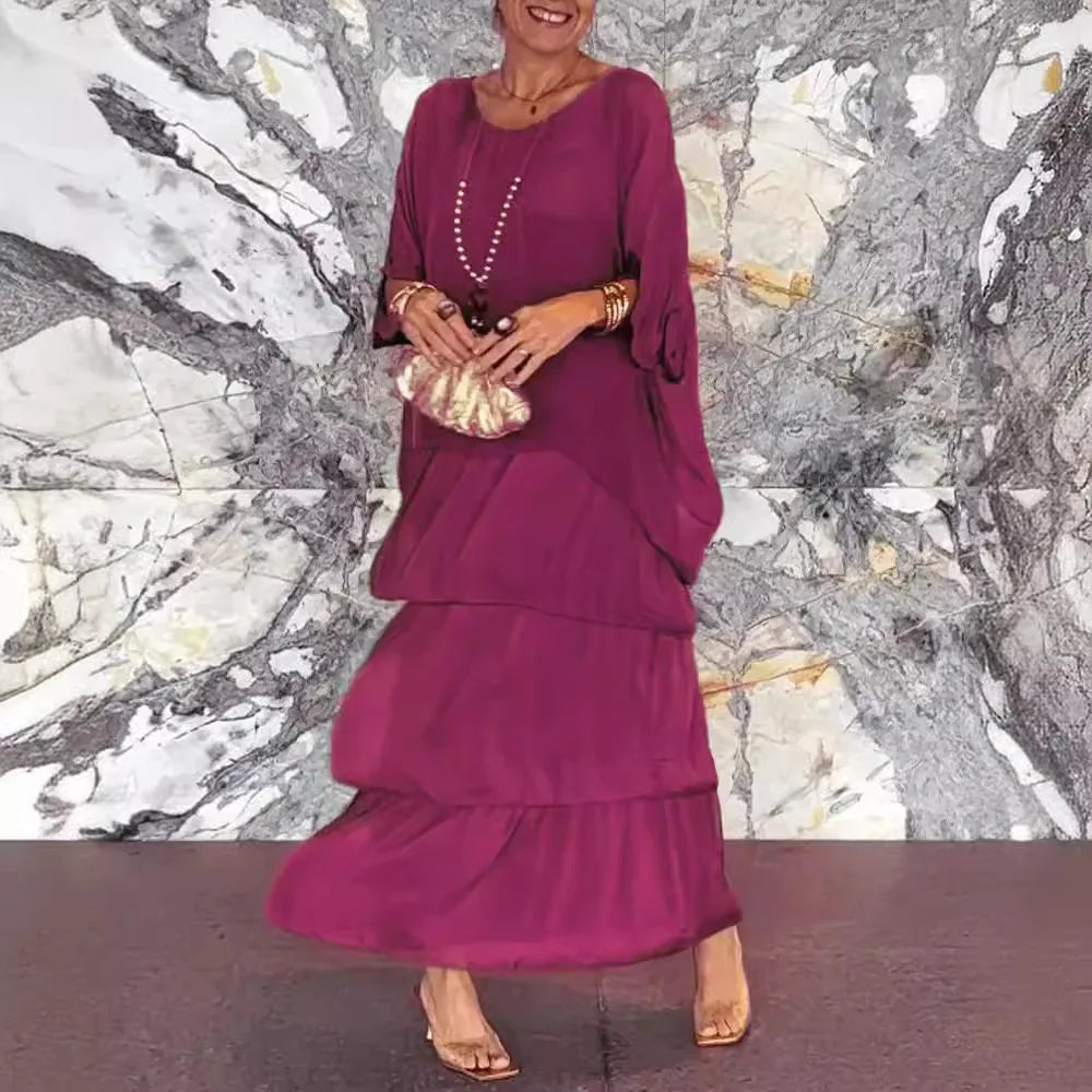 Rosina | Elegant O-Neck Ruffle Dress - Avery & Hart Boutique