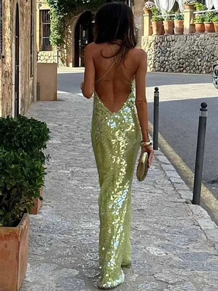 Janice | Open Back Sequin Maxi Dress - Avery & Hart Boutique