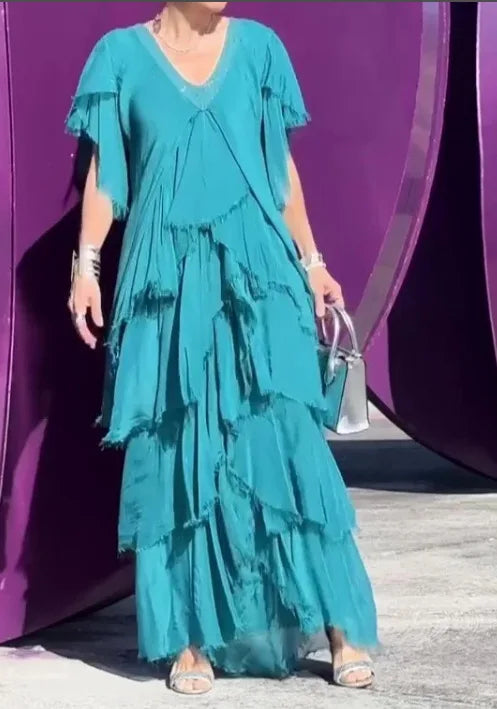 Larisa | Elegant Short Sleeve Maxi Dress - Avery & Hart Boutique