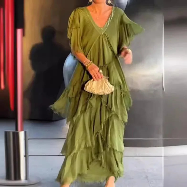 Larisa | Elegant Short Sleeve Maxi Dress - Avery & Hart Boutique