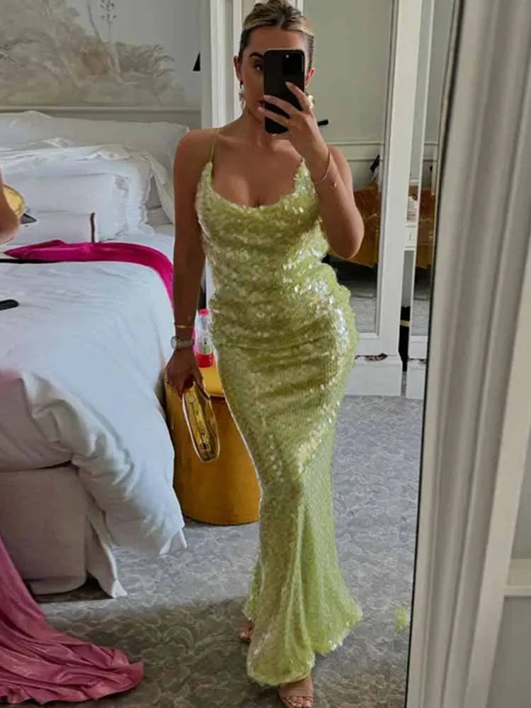 Janice | Open Back Sequin Maxi Dress - Avery & Hart Boutique