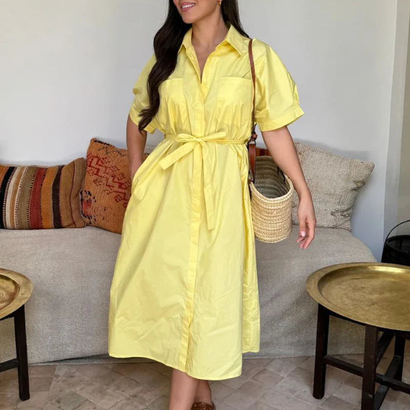 Samira | Elegant Tie-Up Shirt Dress - Avery & Hart Boutique