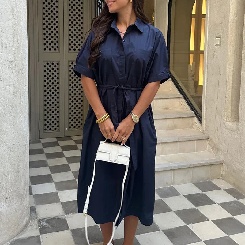 Samira | Elegant Tie-Up Shirt Dress - Avery & Hart Boutique