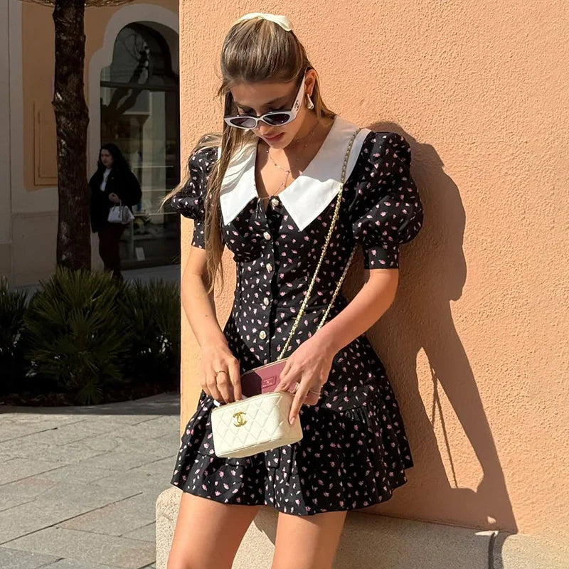 Elodie | Elegant Puff Sleeve Mini Dress - Avery & Hart Boutique