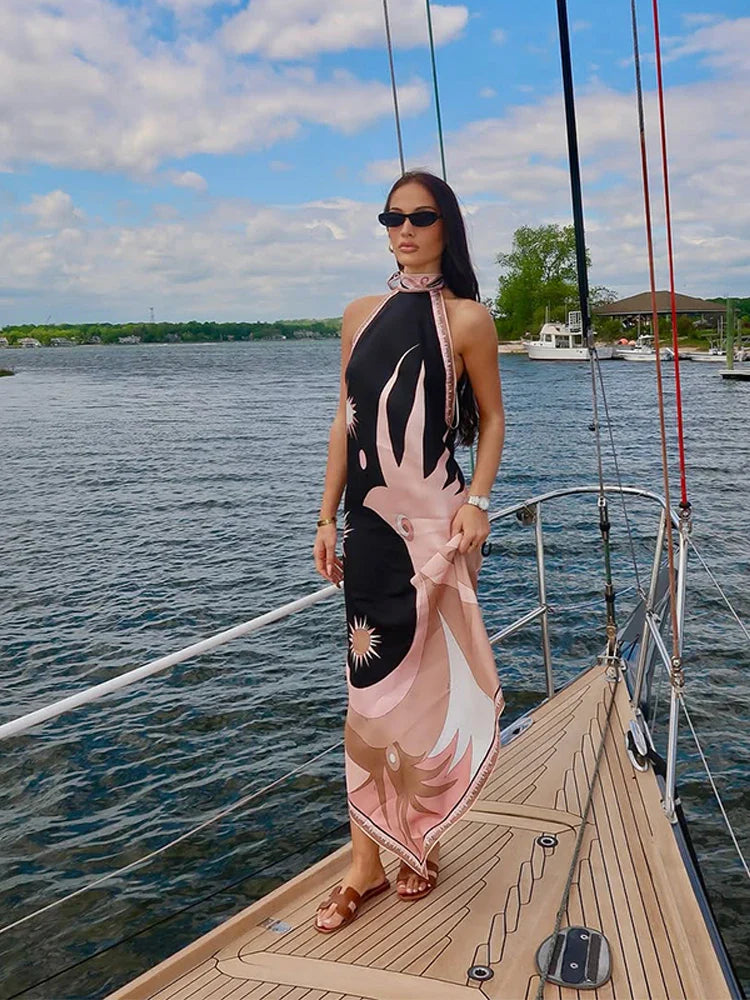 Elira | Backless Halter Maxi Dress - Avery & Hart Boutique