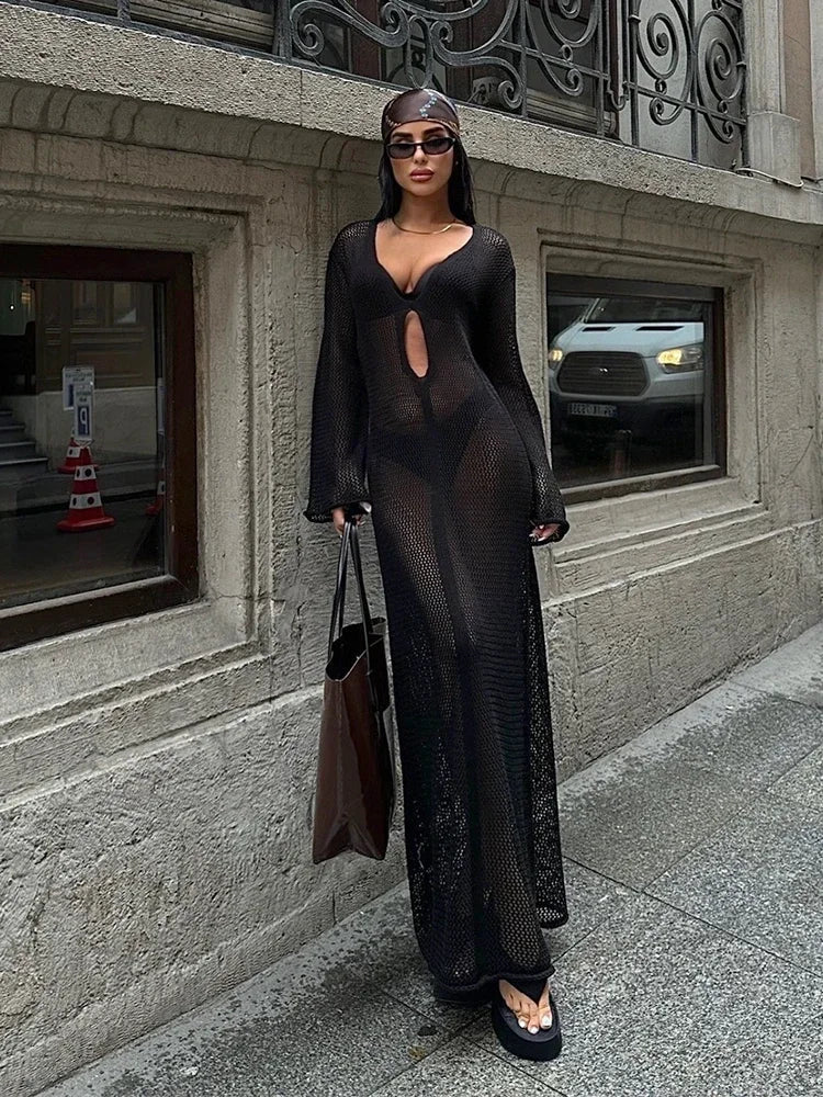 Elissa | Maxi Dress with Bell Sleeves - Avery & Hart Boutique