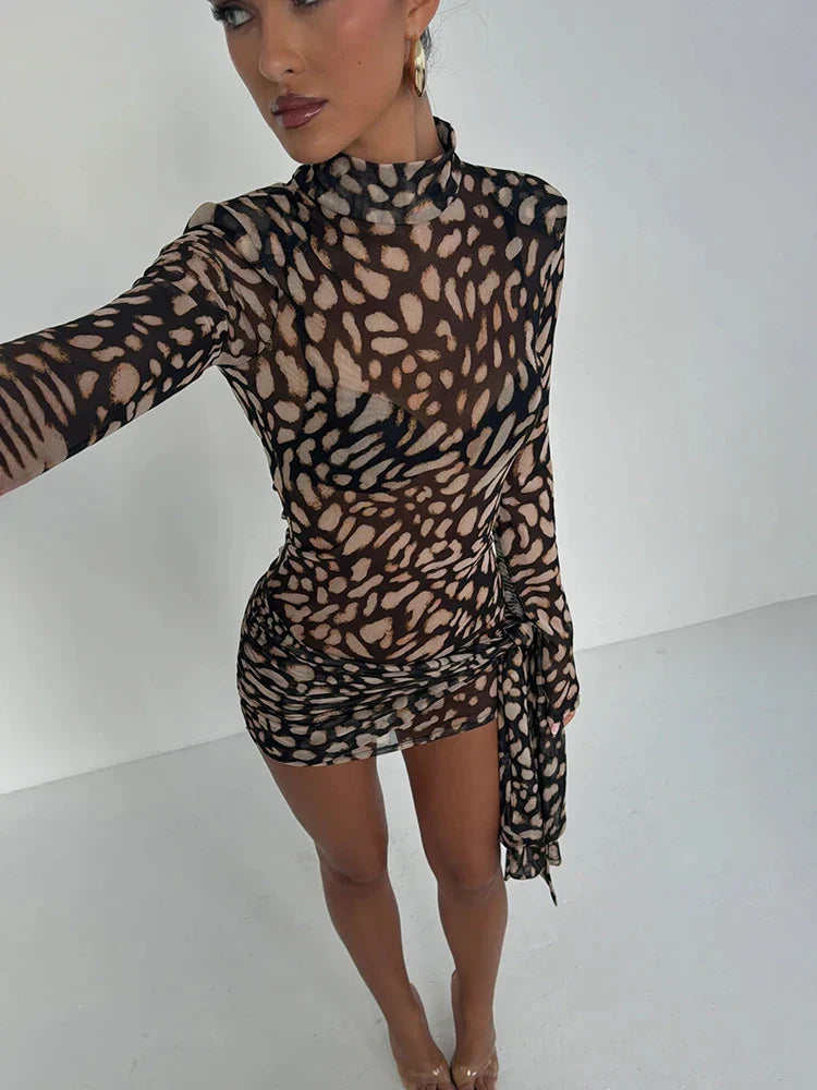 Jessa | Long Sleeve Leopard Dress - Avery & Hart Boutique