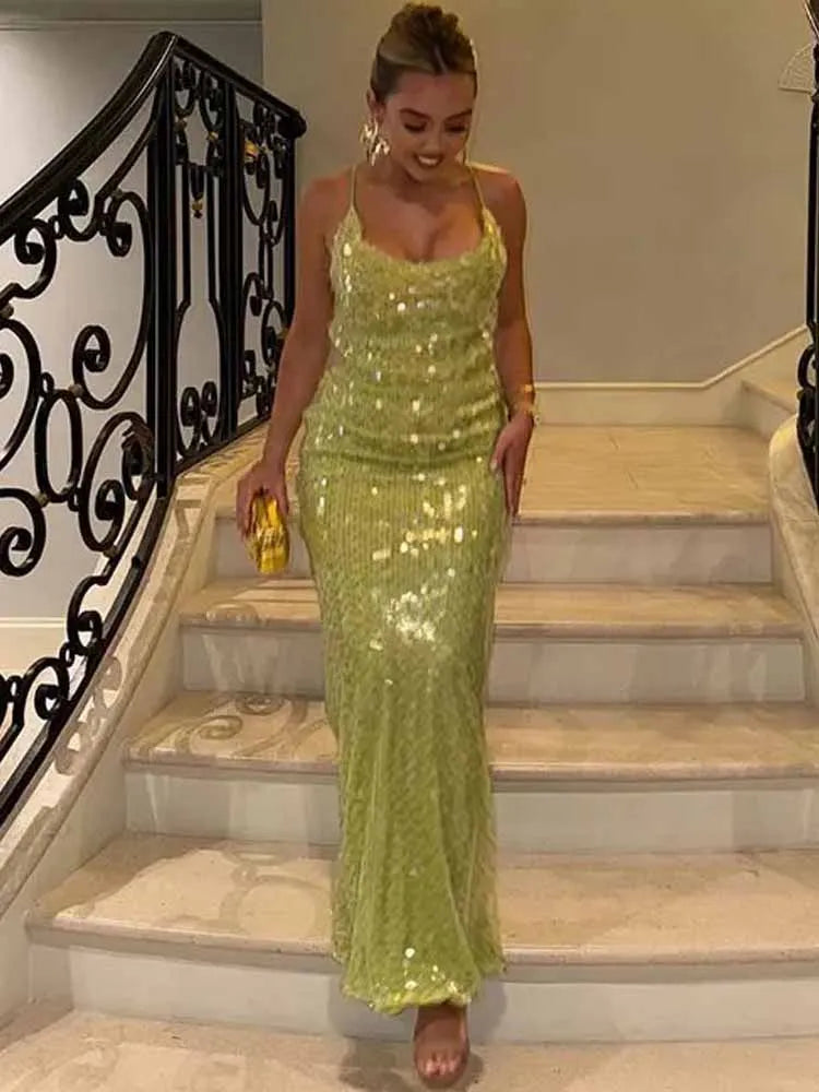 Janice | Open Back Sequin Maxi Dress - Avery & Hart Boutique