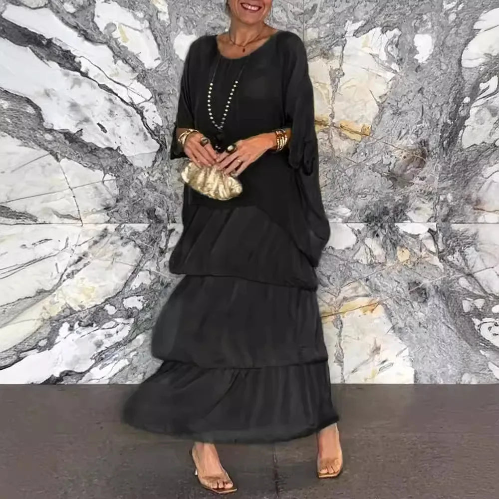 Rosina | Elegant O-Neck Ruffle Dress - Avery & Hart Boutique