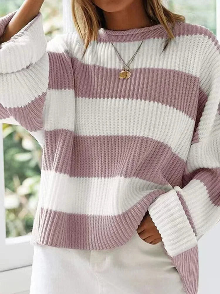 Lily | Trendy Knitted Sweater with Stripes