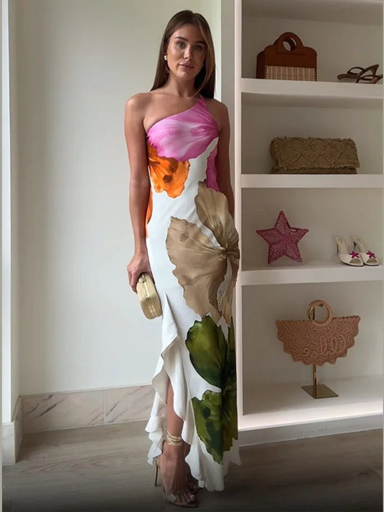 Amina | Elegant One-Shoulder Maxi Dress - Avery & Hart Boutique