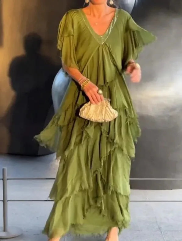 Larisa | Elegant Short Sleeve Maxi Dress - Avery & Hart Boutique