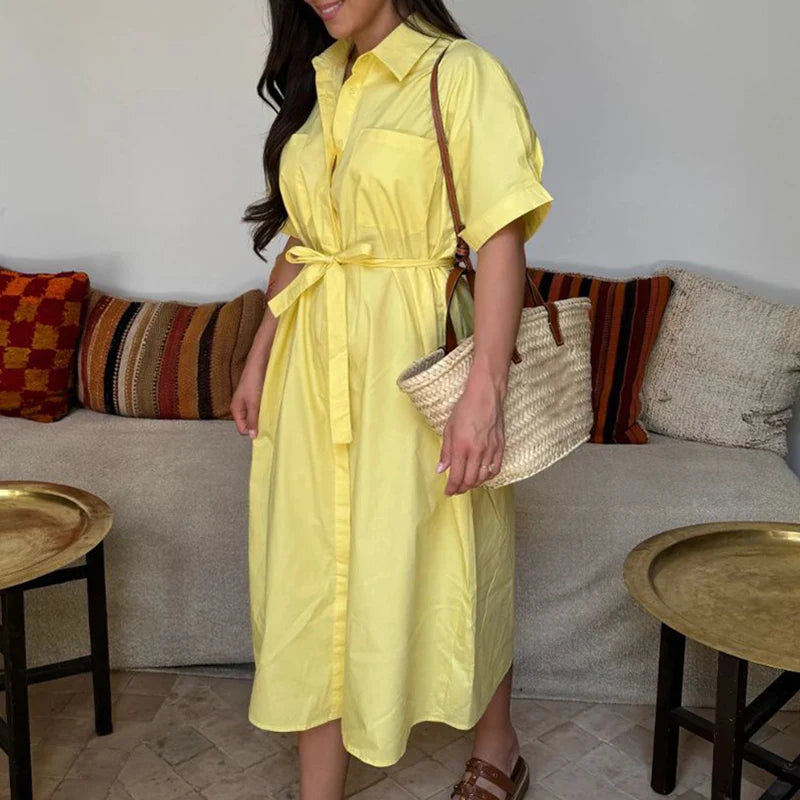 Samira | Elegant Tie-Up Shirt Dress - Avery & Hart Boutique