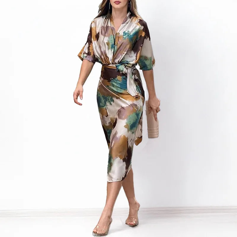 Roxane  | Belted V-Neck Maxi Dress - Avery & Hart Boutique