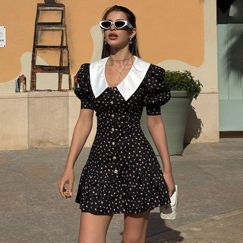 Elodie | Elegant Puff Sleeve Mini Dress - Avery & Hart Boutique