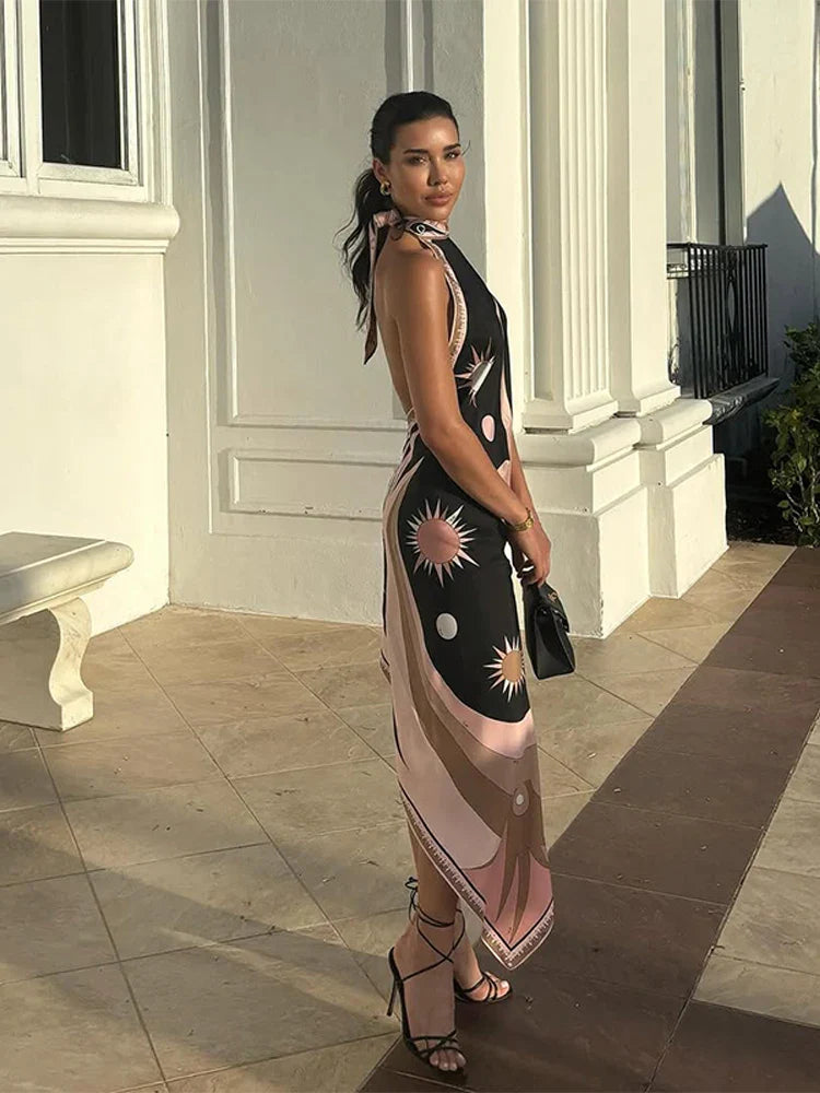 Elira | Backless Halter Maxi Dress - Avery & Hart Boutique